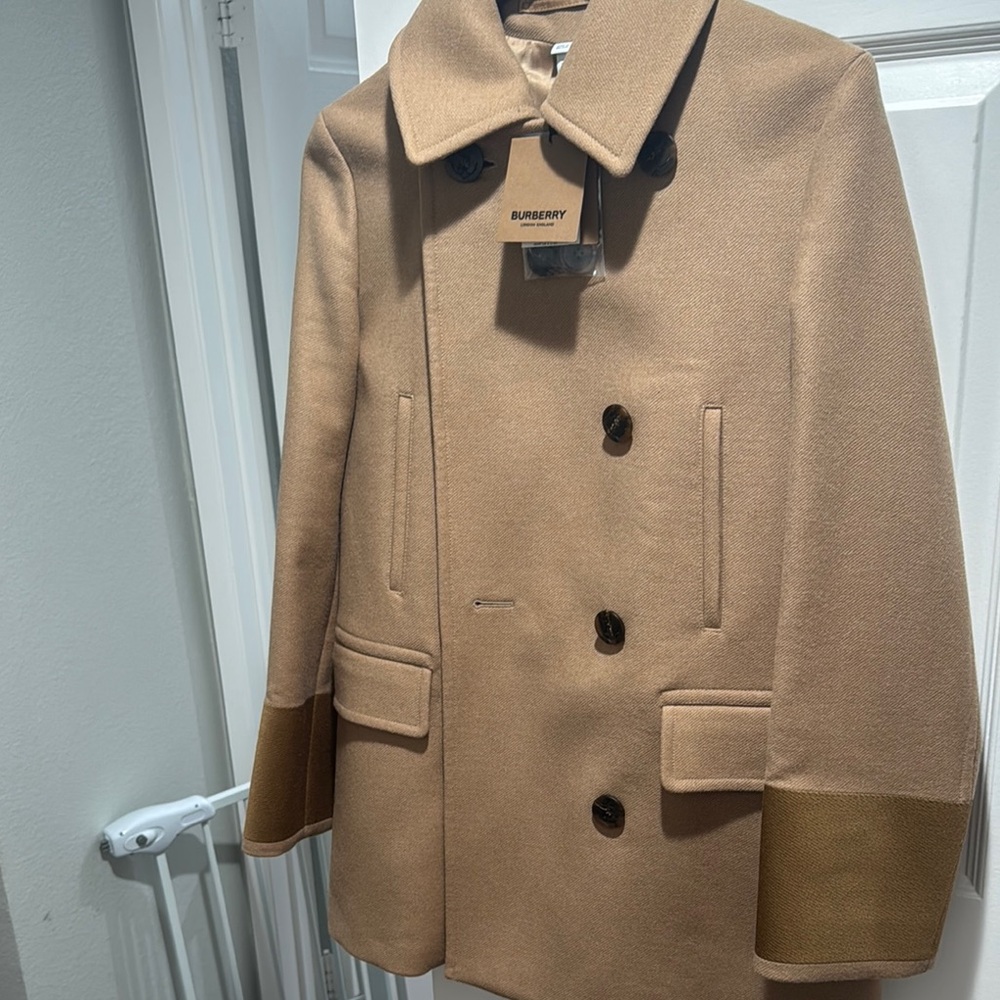 burberry coat embroidered cuff wool